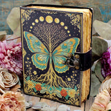 Renewal Leather Bound Journal - Butterfly with Tree of Life - Aged Blank Pages & Metal Clasp