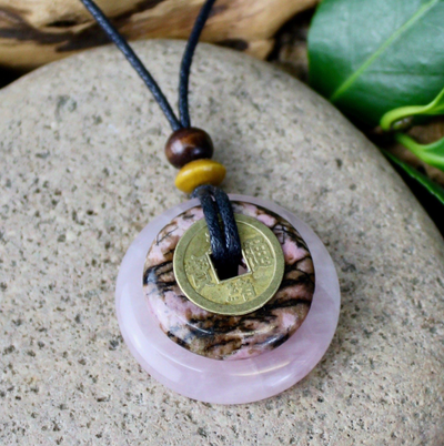 Rose Quartz and Rhodonite Earth and Art Necklace