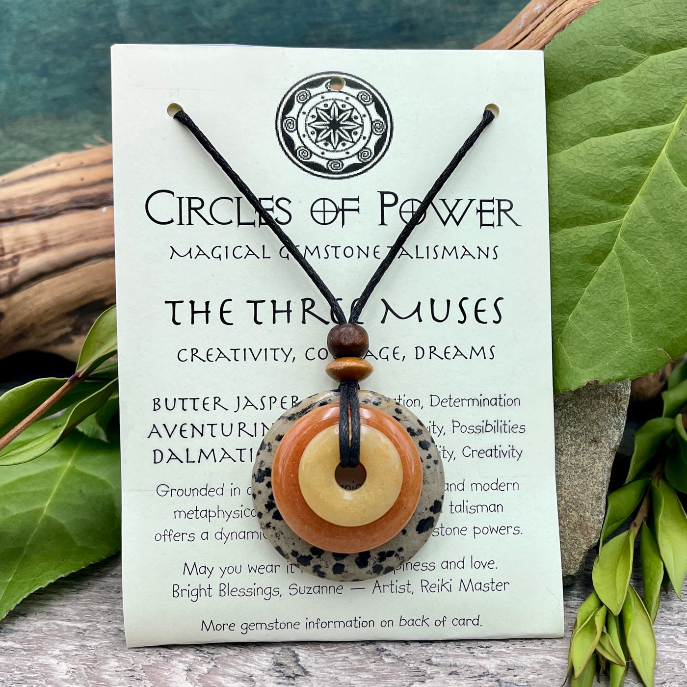 Three Muses Circles of Power Necklace card