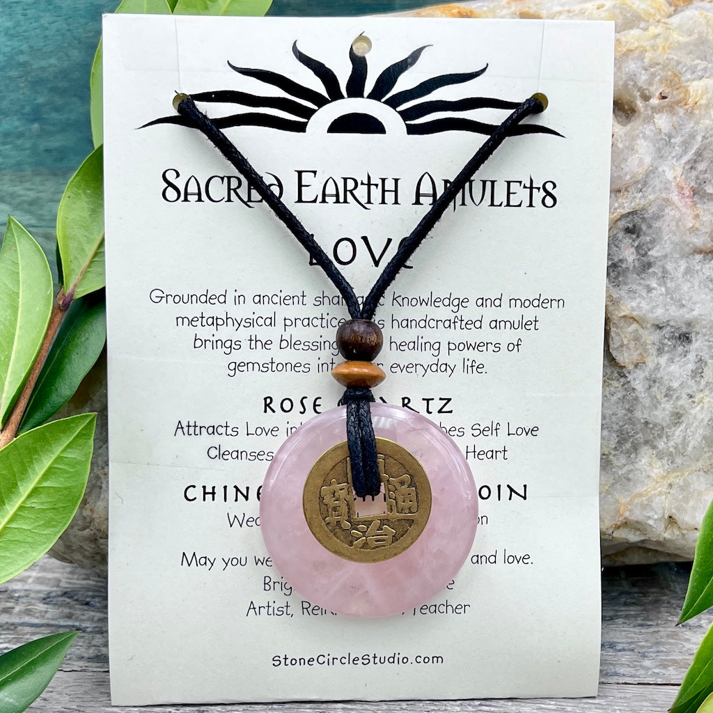 Love Rose Quartz Necklace Sacred Earth Amulet