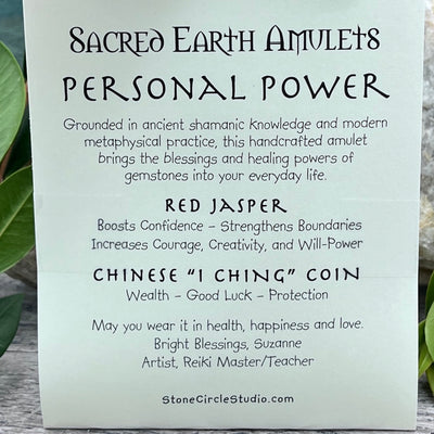 Personal Power Red Jasper Necklace Sacred Earth Amulet card