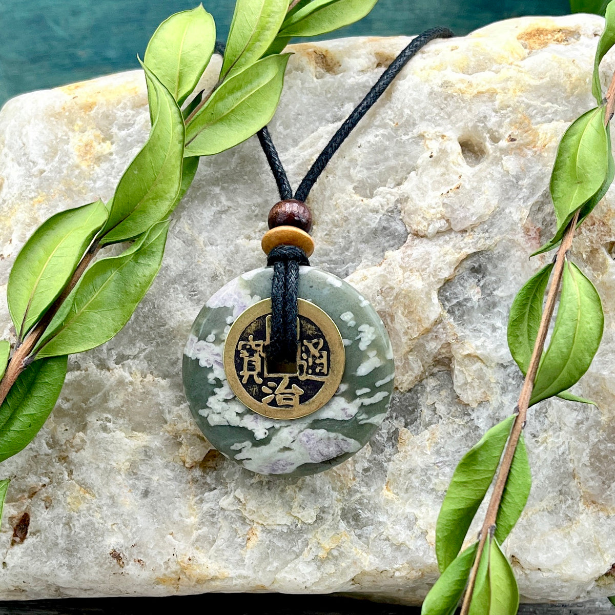 Divine Guidance Peace Jade Necklace 40mm
