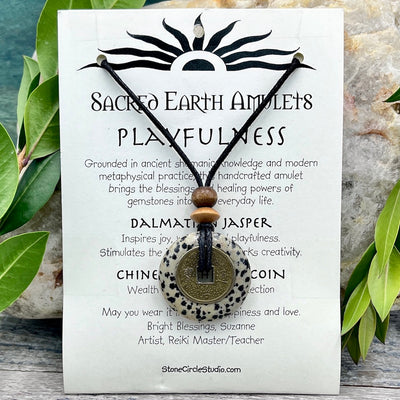 Playfulness Sacred Earth Amulet Necklace Dalmatian Jasper