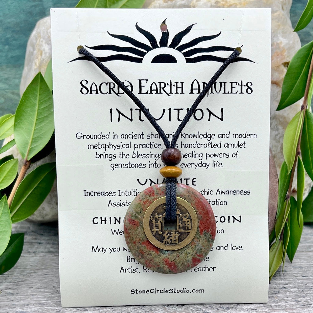 Intuition Unakite Necklace Sacred Earth Amulet