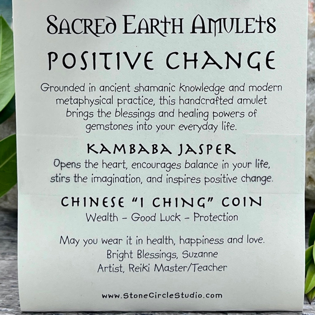 Positive Change Kambaba Jasper Necklace Sacred Earth Amulet card