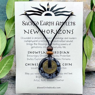 New Horizons Snowflake Obsidian Necklace Sacred Earth Amulet