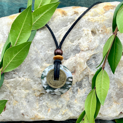 Health Moss Agate Necklace 30mm