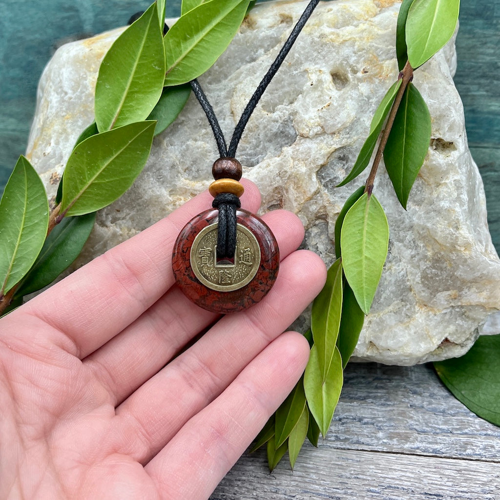 Heart's Desire Poppy Jasper Necklace 30mm hand