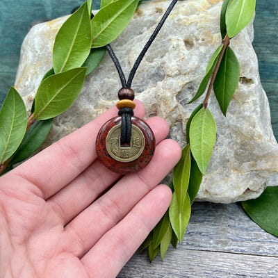 Heart's Desire Poppy Jasper Necklace 30mm hand