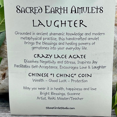 Laughter Crazy Lace Agate Necklace Sacred Earth Amulet card