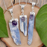 Kyanite and Amethyst Pendant - Crystal Dreams