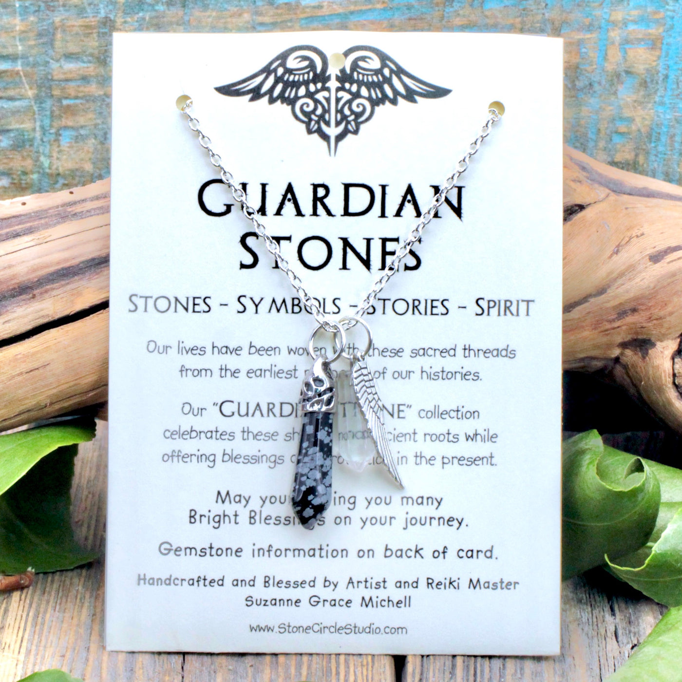 Snowflake Obsidian Guardian Stone Necklace