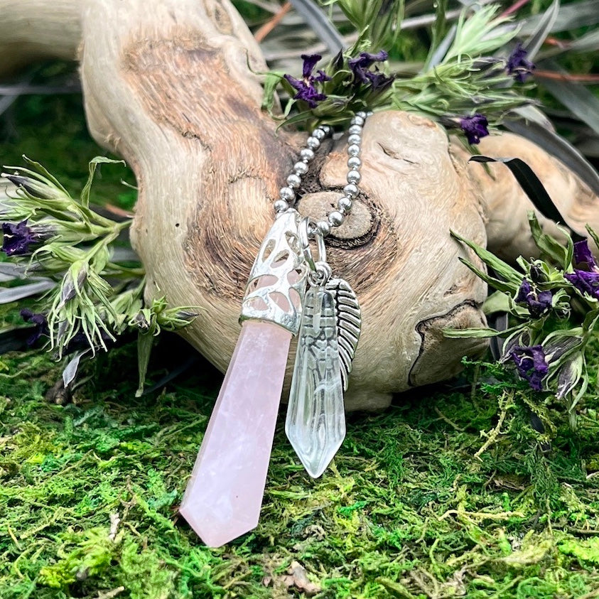 Rose Quartz Guardian Stone Necklace Medium