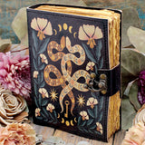 Twin Snakes Leather Bound Journal with Aged Pages & Metal Clasp