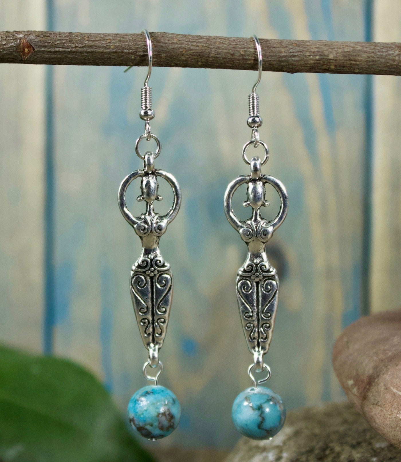 African Turquoise Goddess Earrings