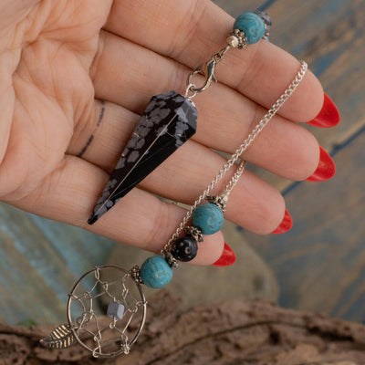 Snowflake Obsidian Dream Catcher Pendulum 
