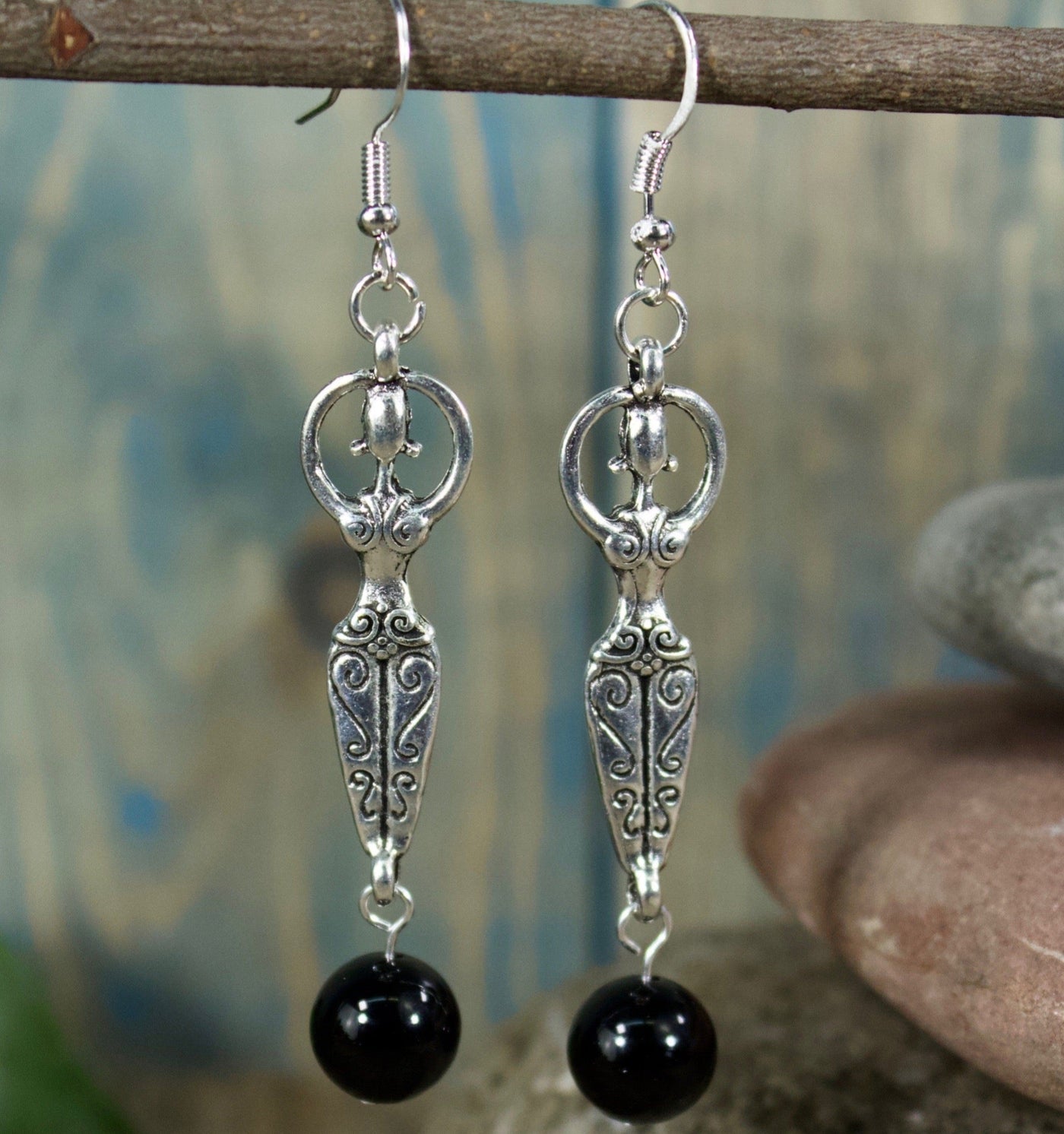 Black Jasper Goddess Earrings