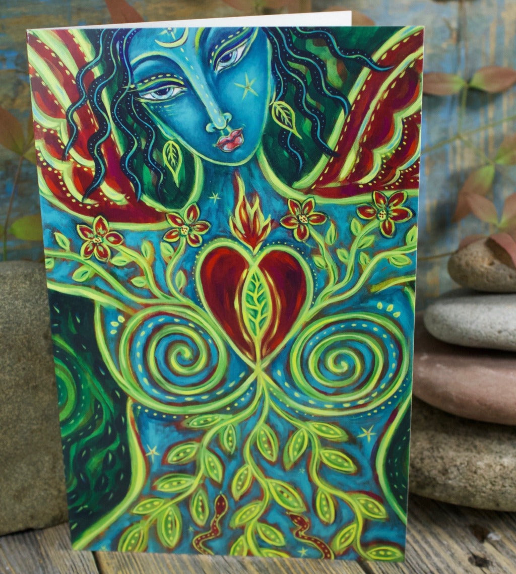 Blooming Goddess Blank Greeting Card