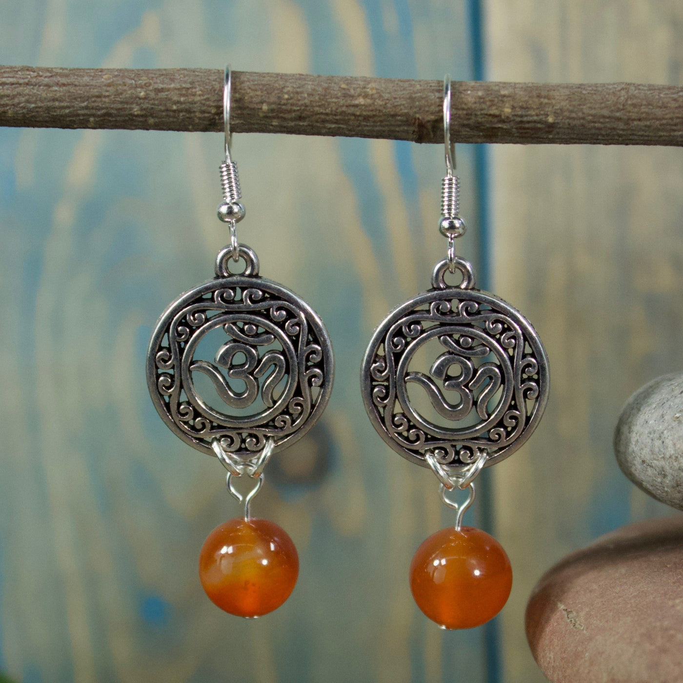 Carnelian Om Earrings