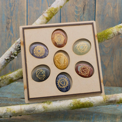 Chakra Stones Boxed Set - Flower of Life Design