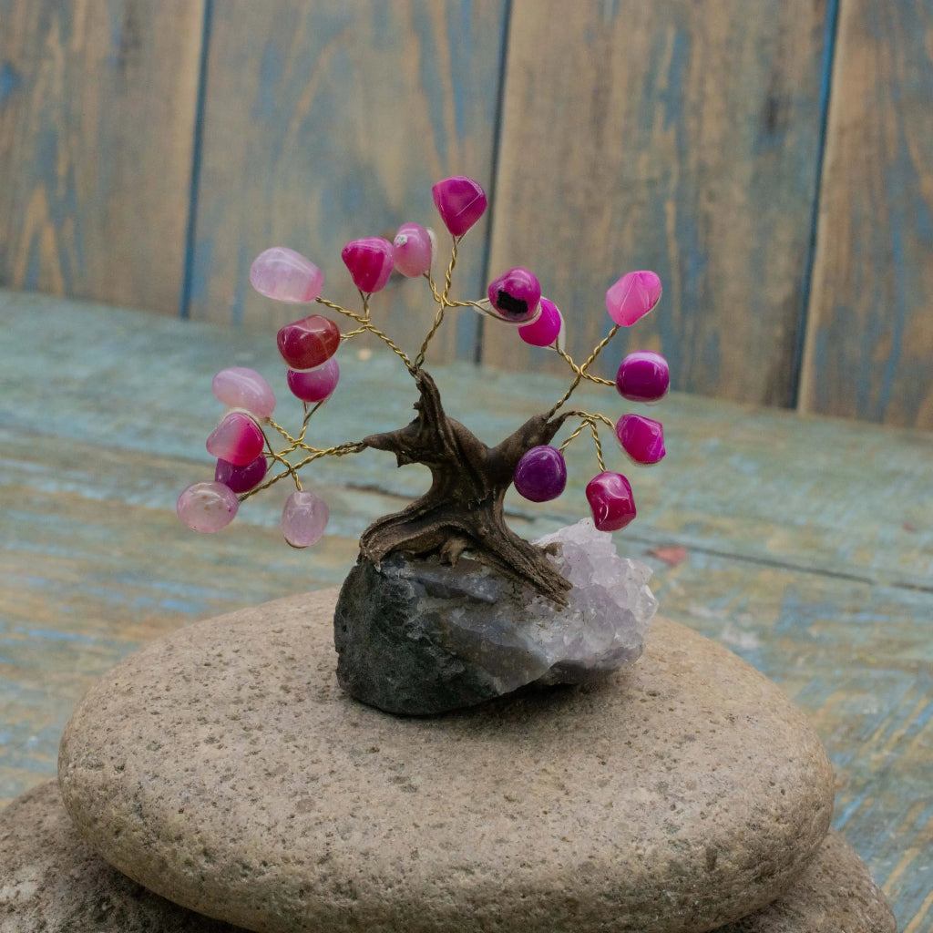 Small Mixed Gemstone Tree with Amethyst Base