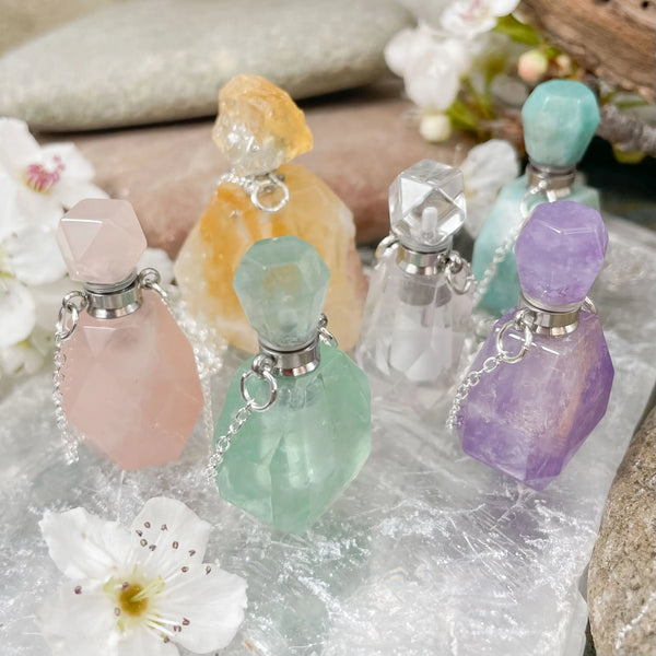 Potion bottle necklace | rose quartz – Terra Luna Sol