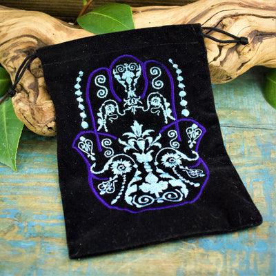 Embroidered Velvet Drawstring Bag