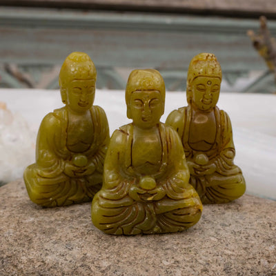Green Serpentine Buddha Pendant/Figurine Combo
