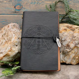 Leather Bound Crystal Journal - Chakra Lotus Design