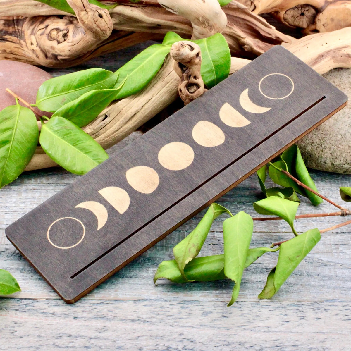 Moon Phases Wood Tarot Card Holder