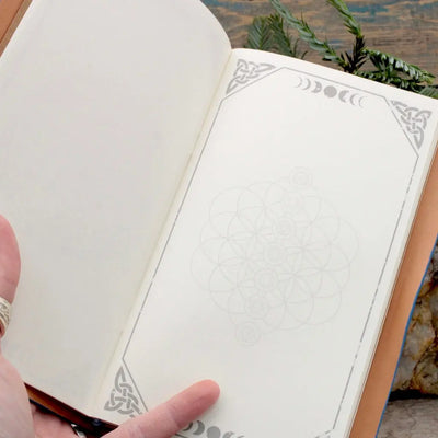 Embossed Leather Journal - Chakra  Flower of Life Design