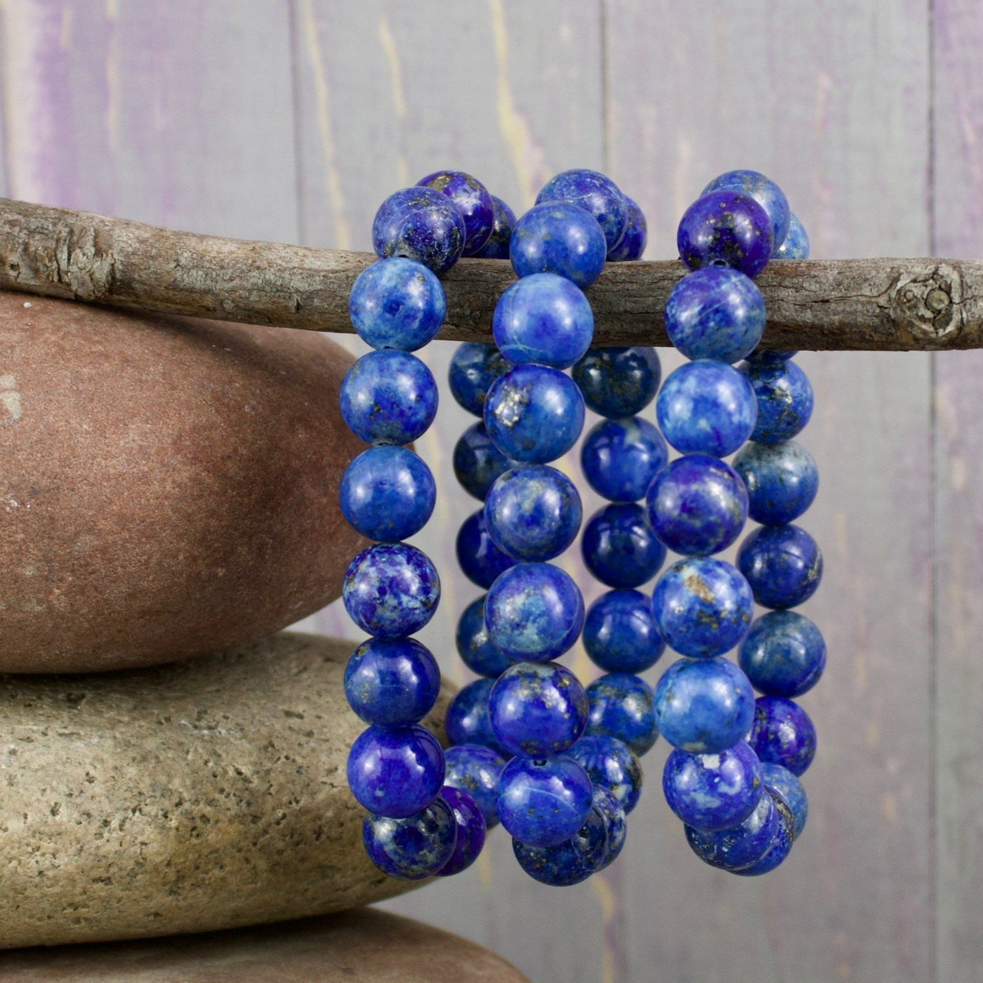 Lazuli Bracelet, 10mm Polished Round Beads