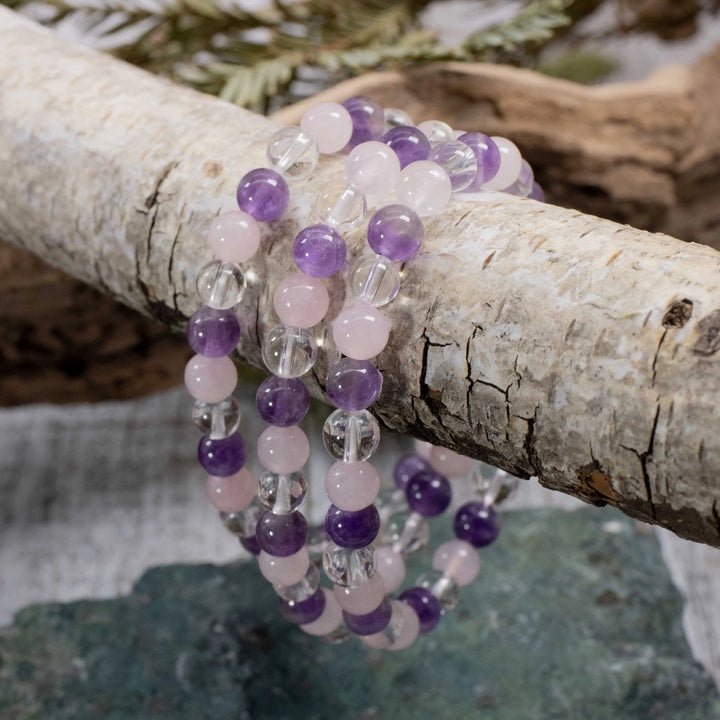 Rose Quartz Amethyst and Quartz Bracelet