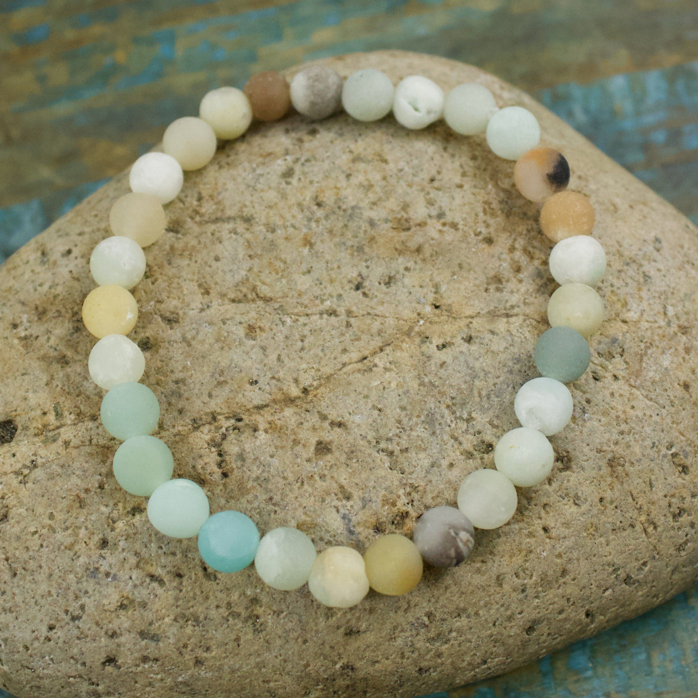 Mixed-Color Amazonite Bracelet, 6mm Matte Beads