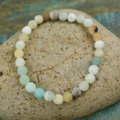 Mixed-Color Amazonite Bracelet, 6mm Matte Beads