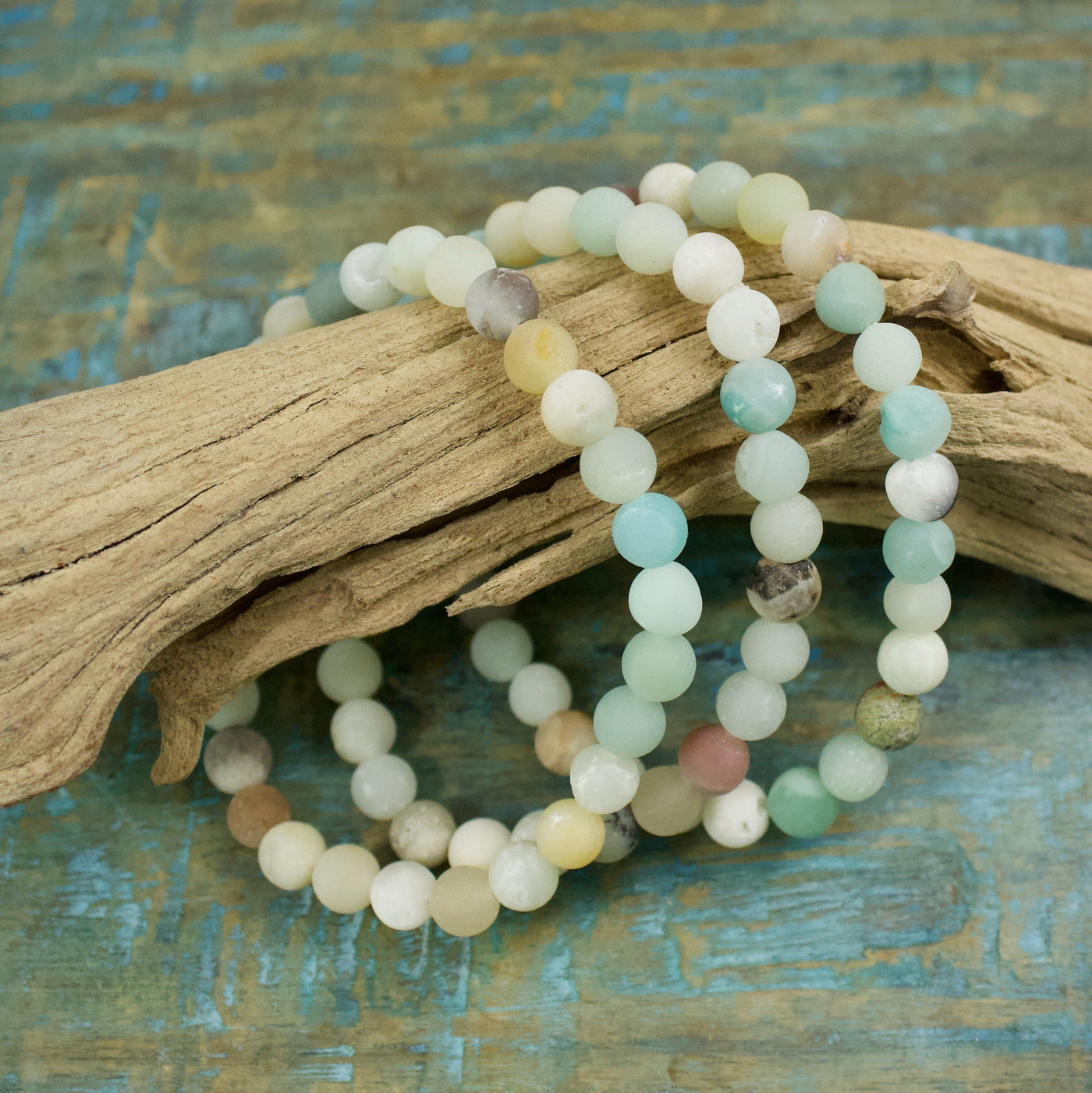 Mixed-Color Amazonite Bracelet, 6mm Matte Beads