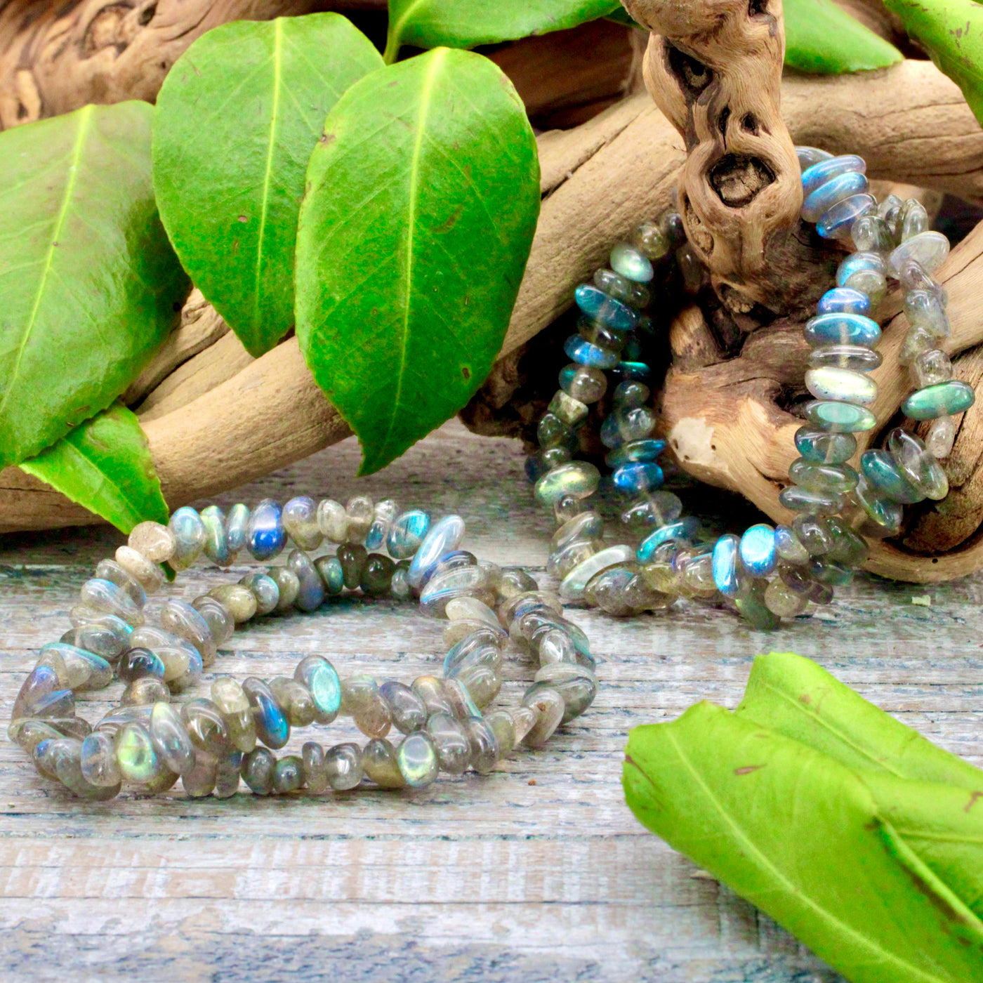 Labradorite Double Rainbow Chip Bracelet