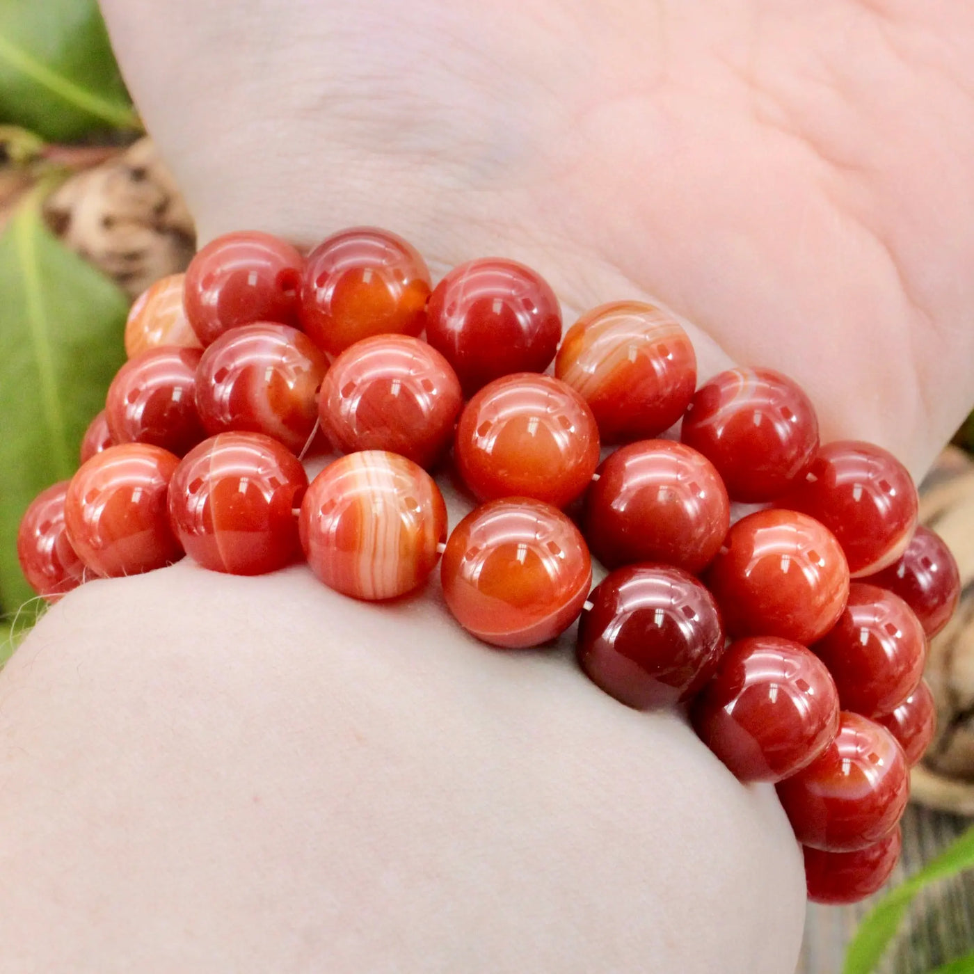 Red and White Sardonyx Bracelet - 12mm