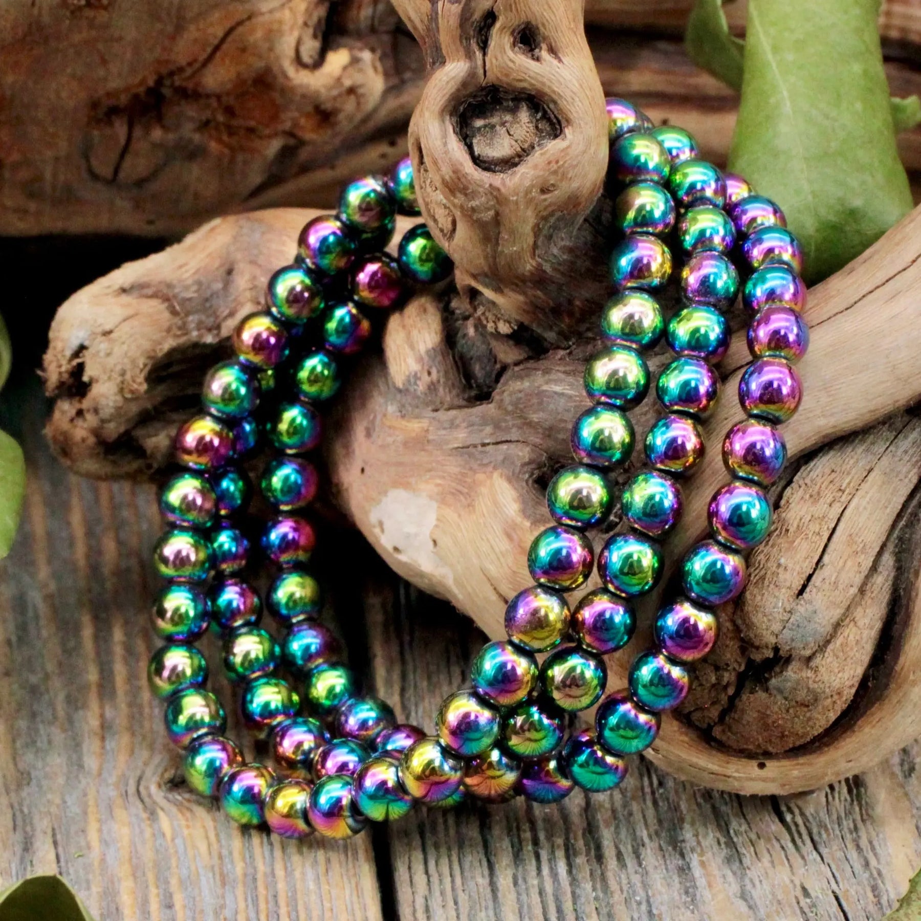 Rainbow Hematite Bracelet Stretchy Electroplated, approx 10mm, 55mm dia  (HB1124) - BeadsWholesale.com