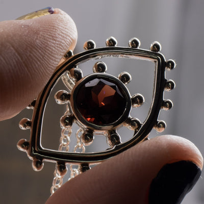 Garnet Eye Pendant Necklace
