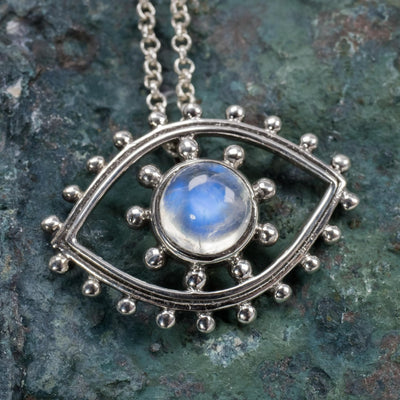 Moonstone Eye Pendant Necklace