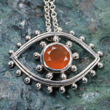 Carnelian Eye Pendant - Sterling Silver