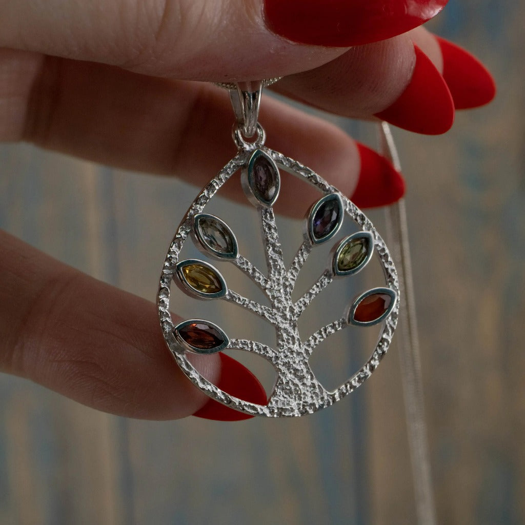 Crystal Chakra Tree Necklace