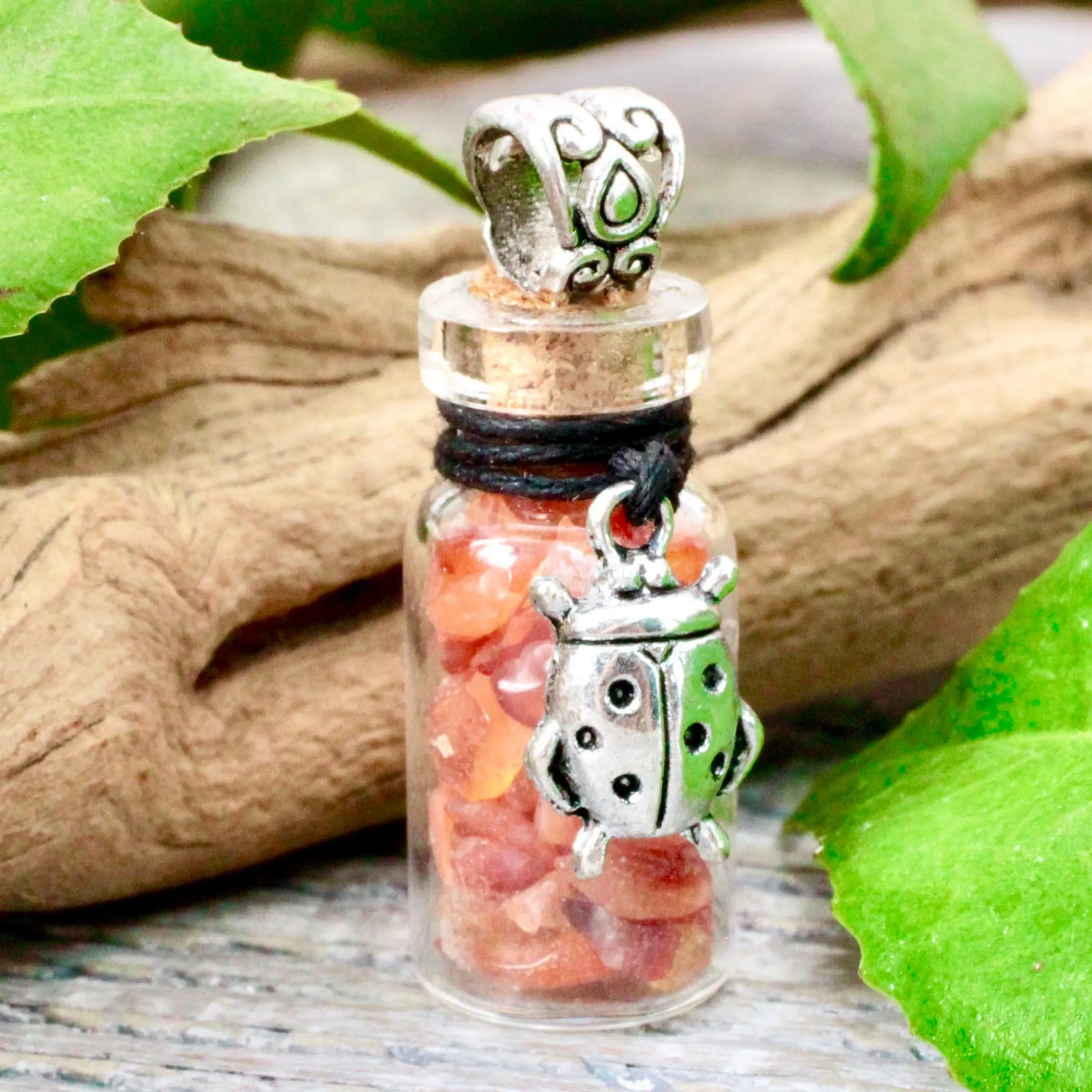 Good Luck Spell Jar with Carnelian Necklace