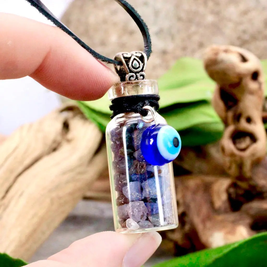 Block Negative Energy Spell Jar with Sapphire Necklace