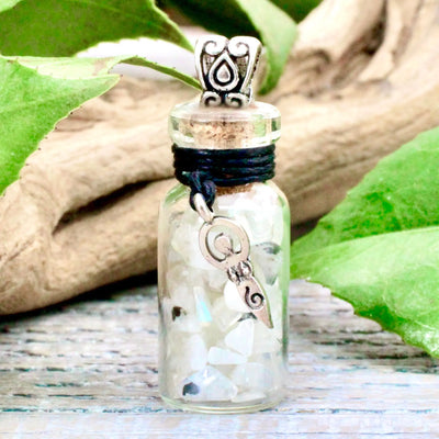 Intuition Spell Jar with Rainbow Moonstone Necklace