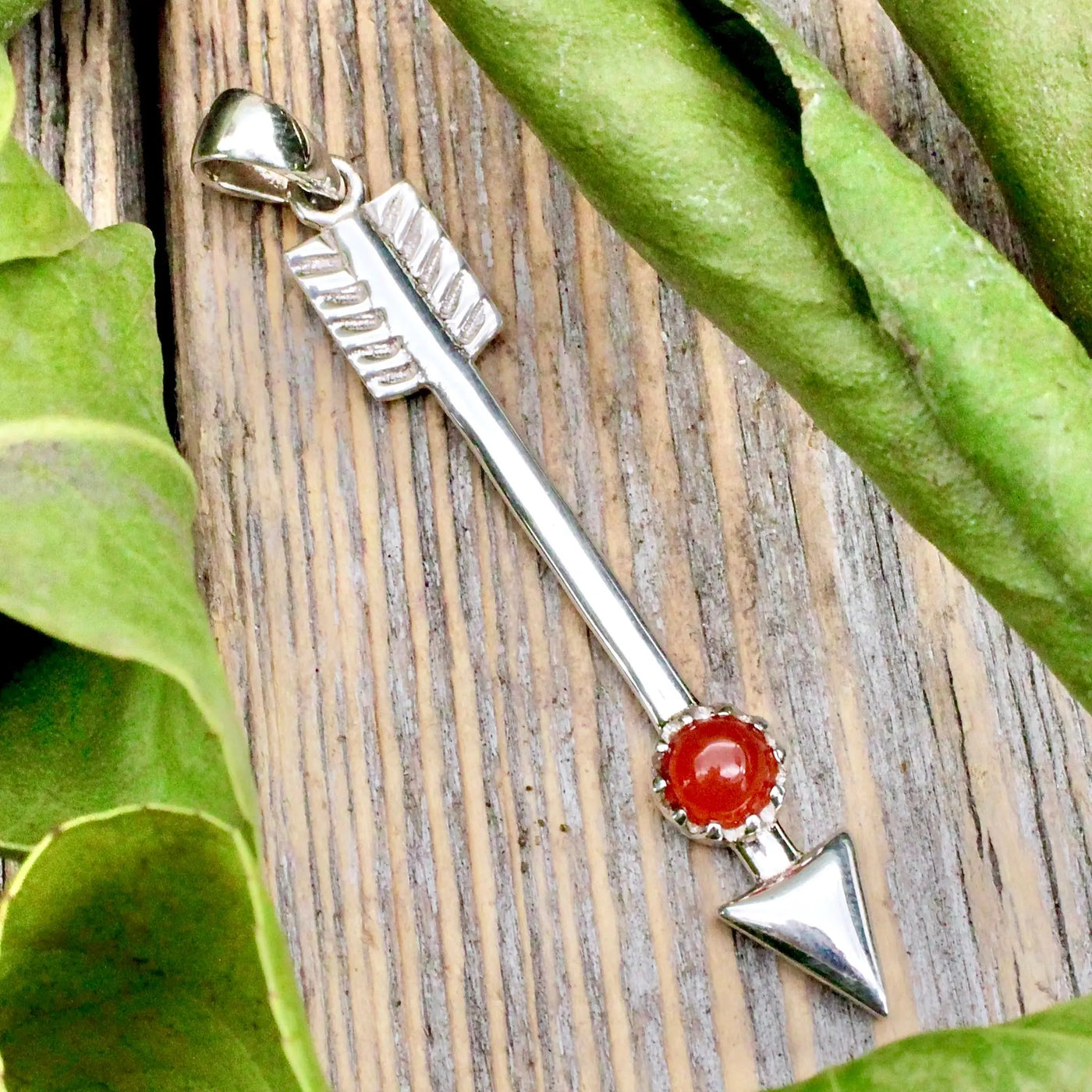 Sterling Silver Arrow Pendant with Gemstone Accent