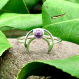 Amethyst Moon Ring - Sterling Silver