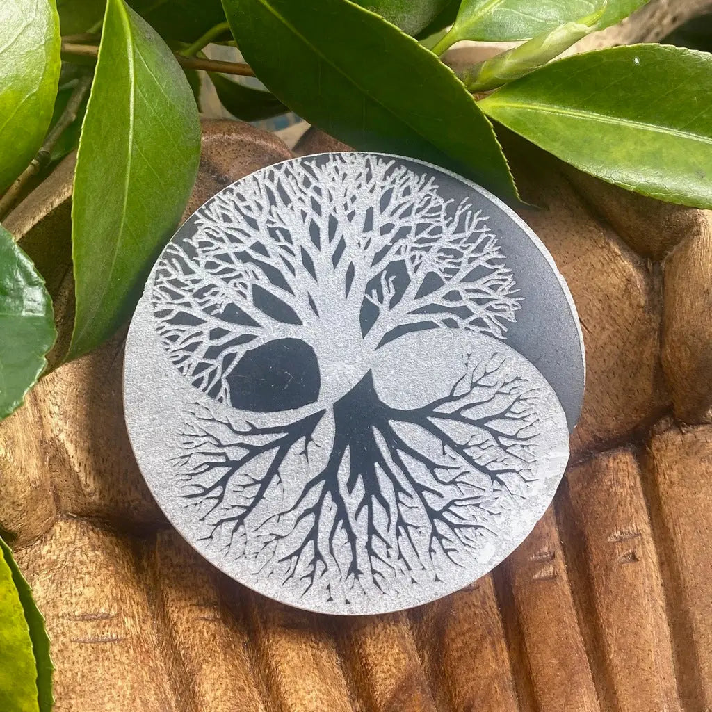 Selenite Yin-Yang Tree of Life Charging Plate