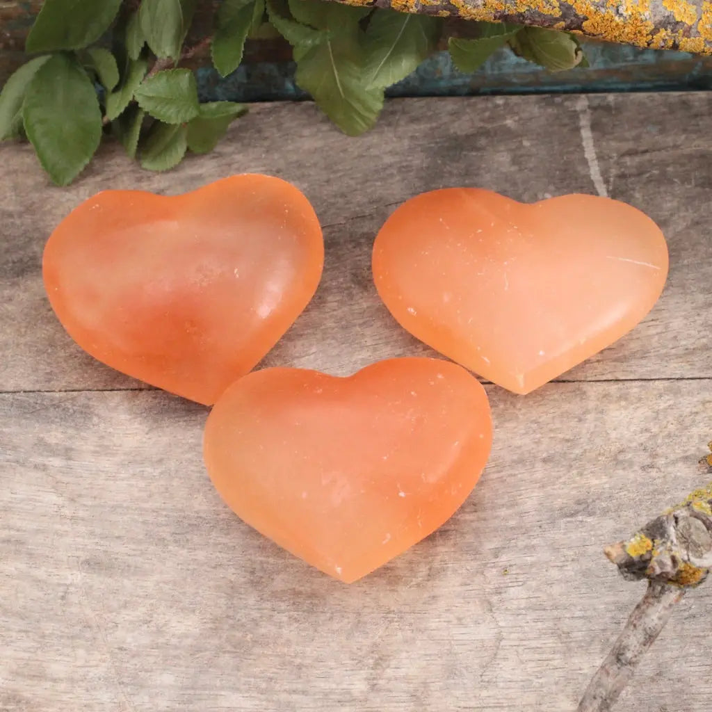 Orange Selenite Heart - Medium